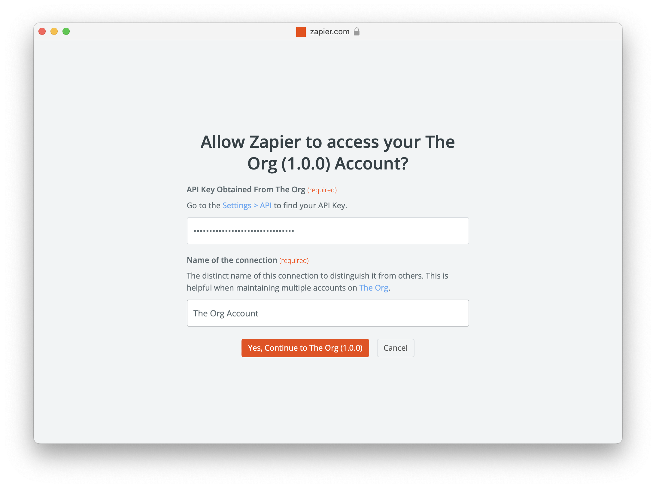 Connect your API key